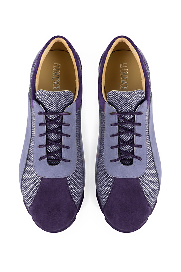Lavender purple women's open back shoes. Round toe. Flat rubber soles. Top view - Florence KOOIJMAN